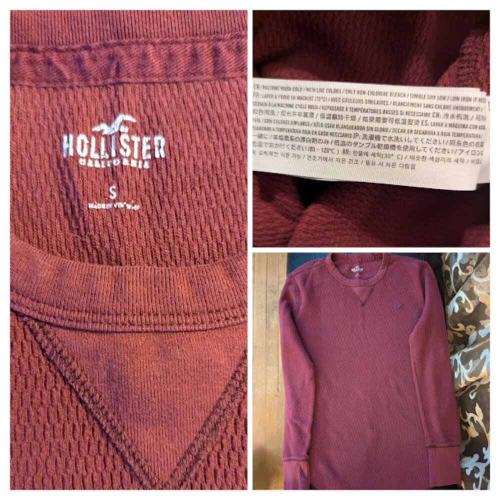 Hollister Men's S Maroon Long Sleeve Top